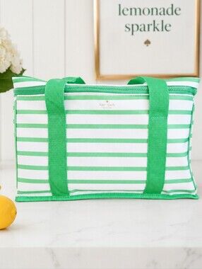 Kate Spade New York Green Bean Stripe Insulated Grocery Cooler Tote